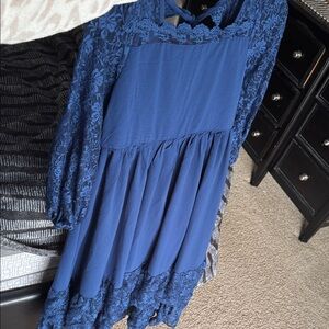 Charming Navy Lace Kids Dress